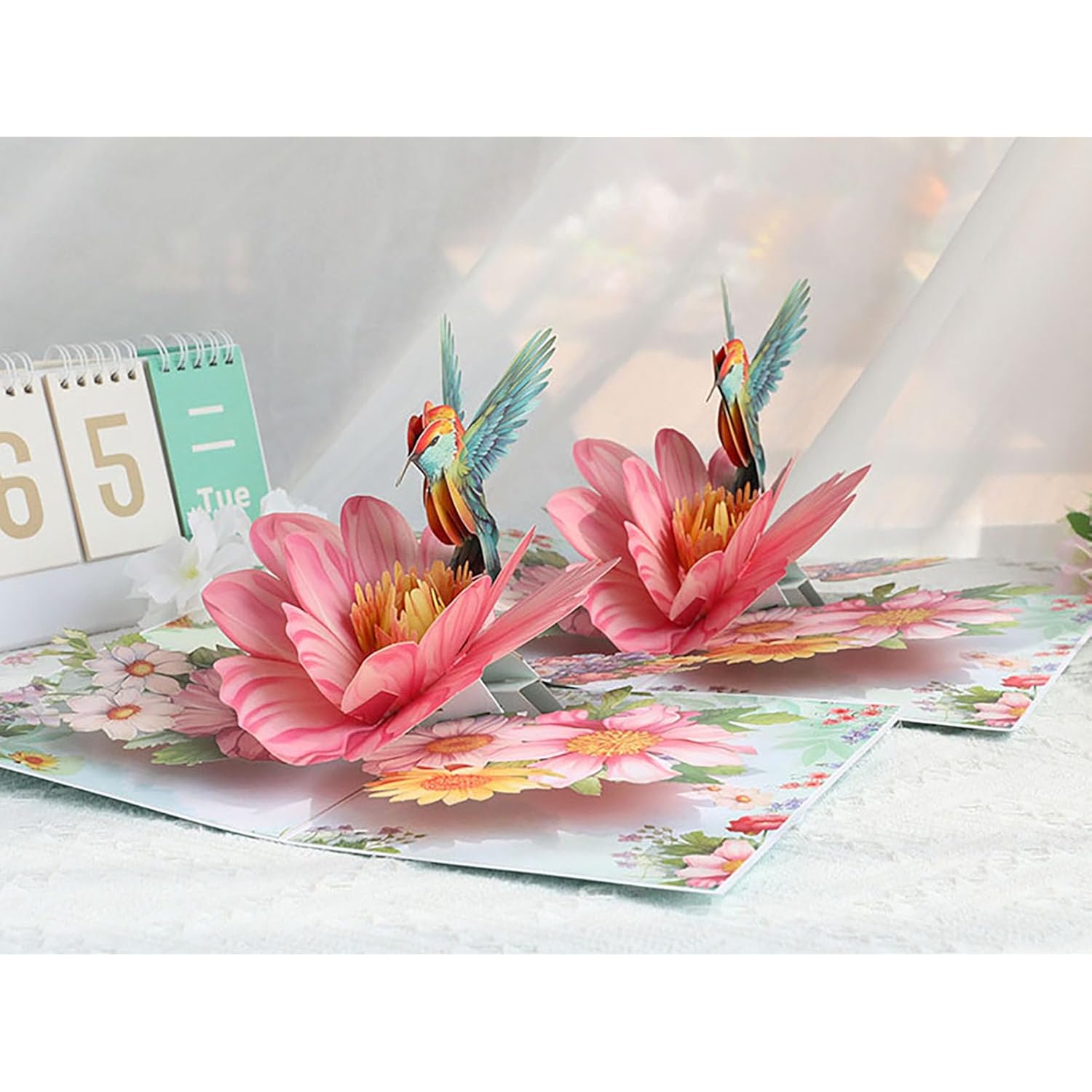 3D Hummingbird And Flower Pop Up Card, 3D Flower Greeting Pop-Up Card For Birthday, Anniversary, Thank You, Mother’S Day, Thinking Of You, Nature Lovers Gift For Women And Mom