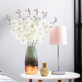 6Pcs White Faux Orchids 30.3’’ Orchids Artificial Flowers Fake Silk Flowers With Stems For Wedding Home Kitchen Party Garden Indoor Decoration(White)