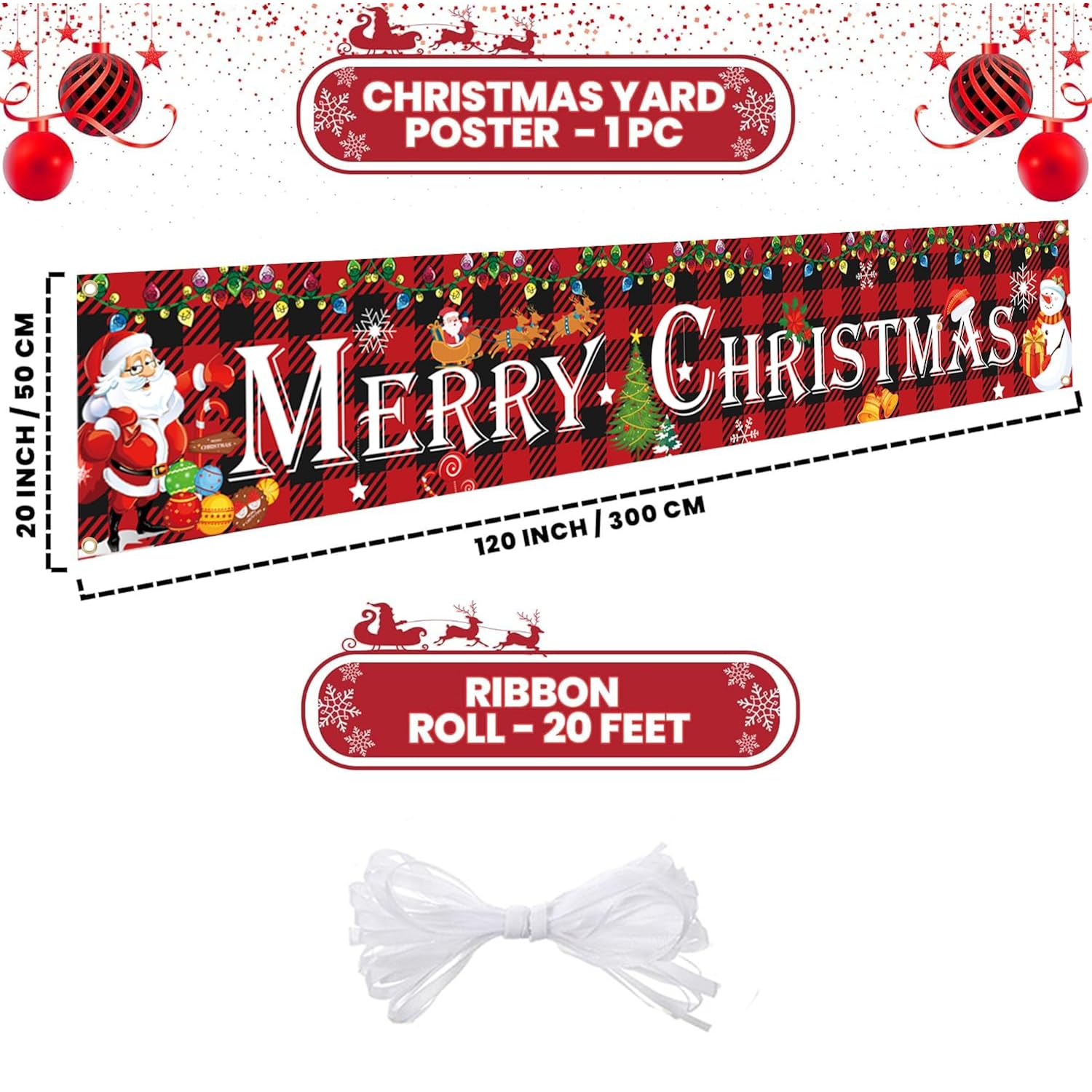 Large Merry Christmas Banner Outdoor Xmas Decorations Christmas Red Buffalo Plaid Banner Yard Sign Decorations Merry Christmas Decorations