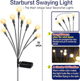 4 Pack Solar Swaying Garden Lights Warm White Outdoor Yard Patio Pathway Decor