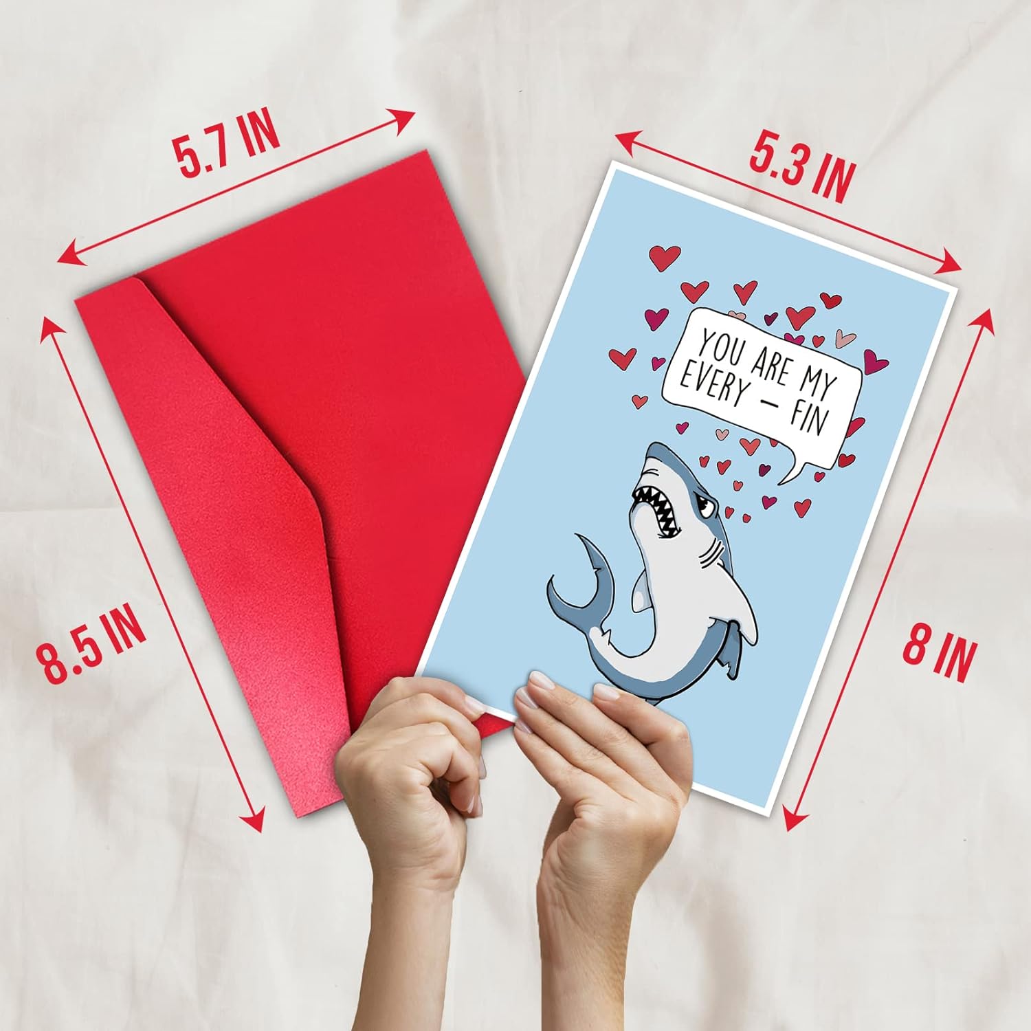 Funny Shark Valentine'S Day Card For Husband, Boyfriend, Wife, Girlfriend; Modern Animal Greeting Card, 'You Are My Every-Fin.'