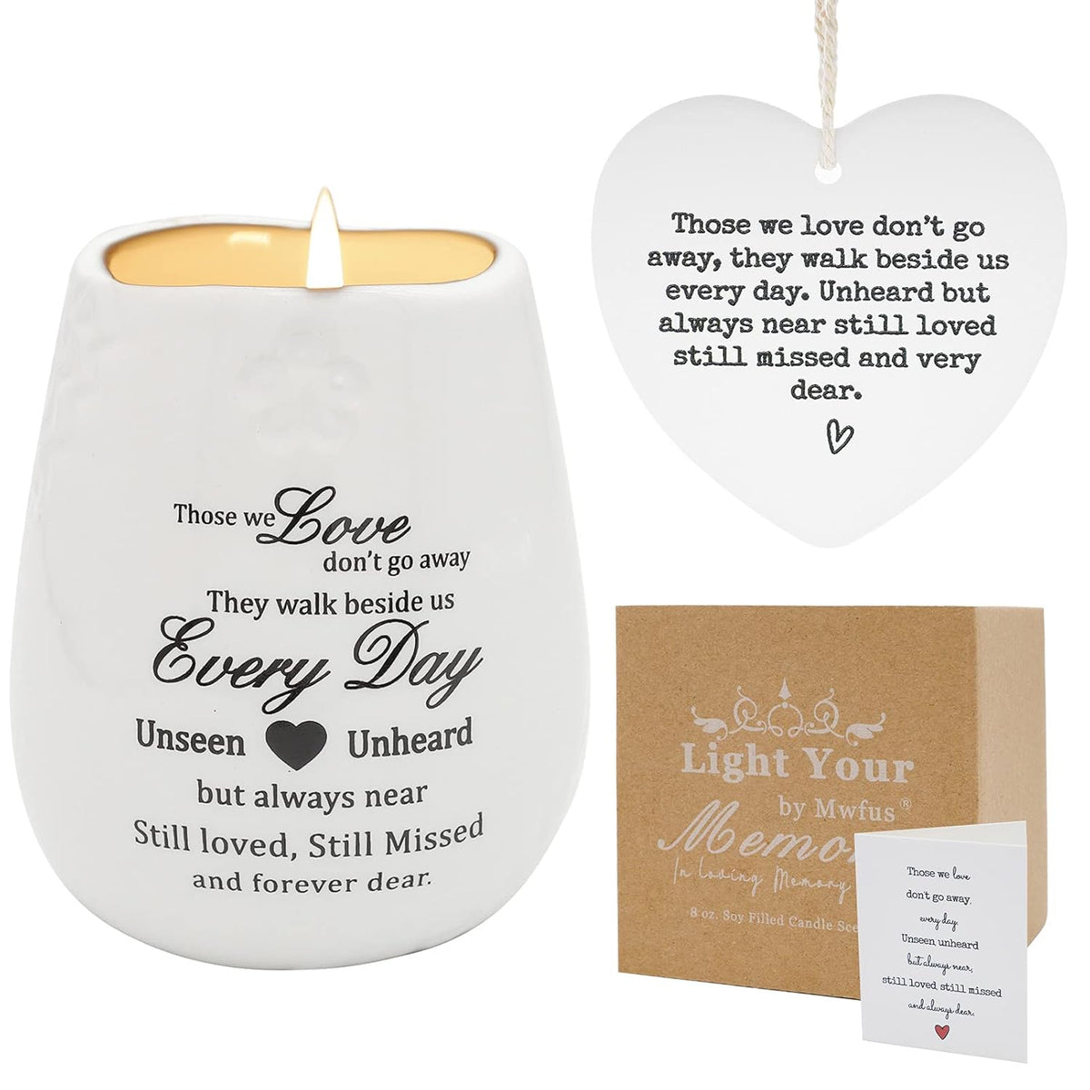 Lavender Scented Candles And Memorial Ornaments Set, Bereavement Condolence Sympathy Gifts, Candle Memorial Gifts For Loss Of Mother, Father, Son, Daughter, Husband, Loved One