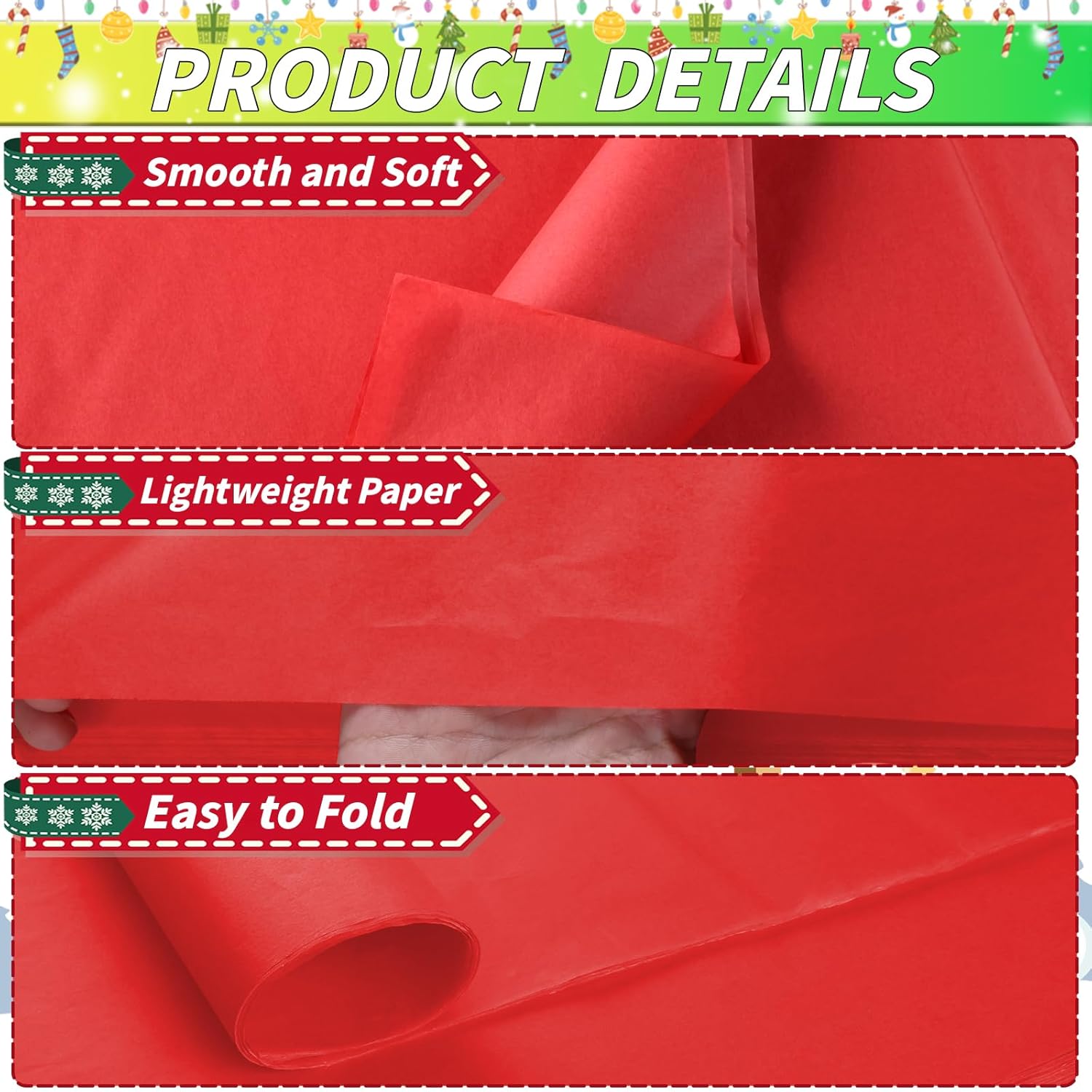 600 Sheets Red Wrapping Tissue Paper,14X20 Inch Bulk Tissue Paper Bulk Xmas Gift Wrapping Papers For Diy Arts Crafts Shredded Filler Weddings Birthday Christmas