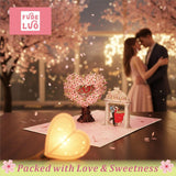 Pop Up Anniversary Card - 3D Cherry Blossom Heart Tree, Couple & Wishing Pavilion Love Card - Ideal Pop Up Wedding Card For Anniversary, Valentine’S, Birthday (6X8 Inches) | For Wife, Husband, Her, Him, Girlfriend, Couple