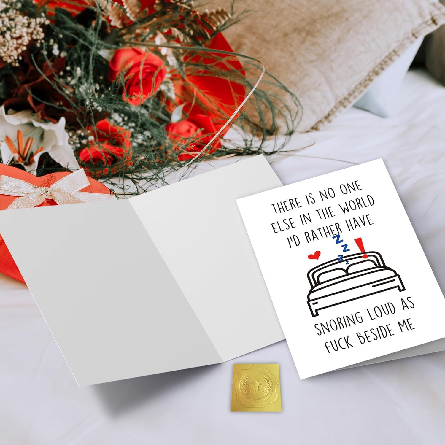 Octliff Naughty Valentine Card For Boyfriend Husband Him Her, Funny Bed Snoring Relationship Joke Gift Anniversary Greeting Card