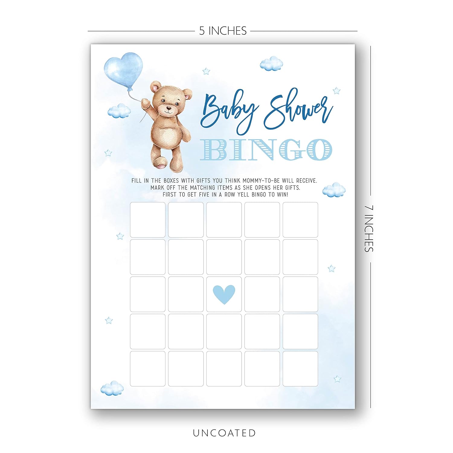 Boy Baby Shower Games, Can Bearly Wait Blue Sky Bingo, Find The Guest, The Price Is Right, Who Knows Mommy Best, 25 Games Each