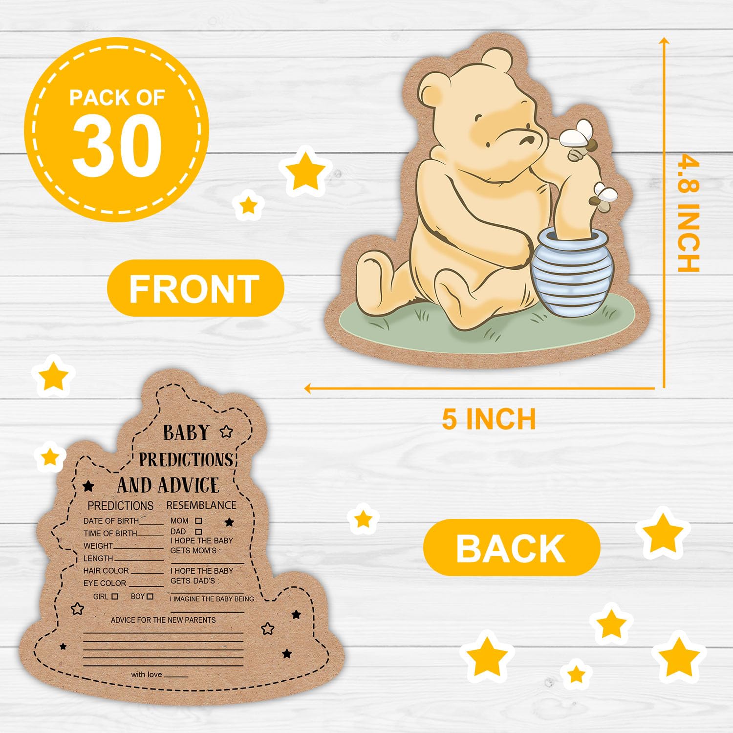 30Pcs Winnie Baby Shower Games-Pooh Baby Shower Party Games-Bear Baby Shower Decorations-Gifts For Mommy To Be-Baby Shower Advice Cards