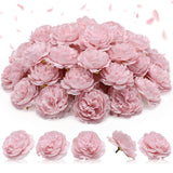 50 Pcs Artificial Flowers, 3.2 Inches Silk Rose Head Flowers Fake No Stem For Wedding Bridal Bouquet Home Floral Decor Diy Centerpieces Arrangements Party Tables Decoration(Dusty Pink)