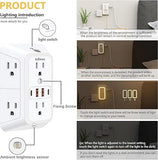Wall Outlet Extender with Night Light 6 Outlets 4 USB Ports 2 USB C 1050J Surge Protector