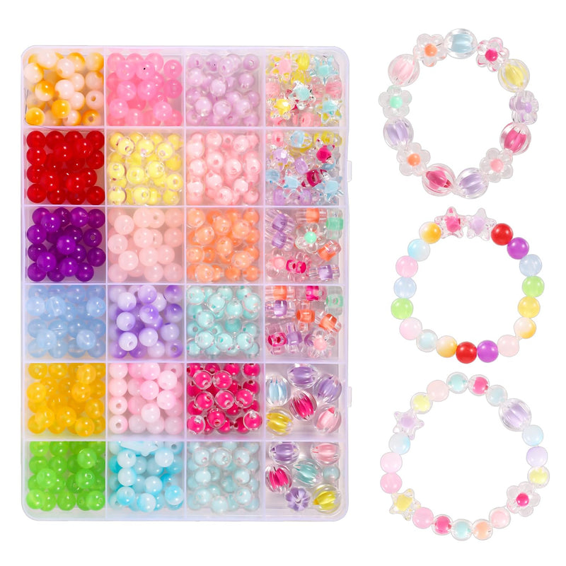 Acrylic Beads For Jewelry Making Kit, Transparent Color Glass Beads As