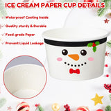 100 Pieces Christmas Party Snack Cups Xmas Disposable Ice Cream Cups Merry Christmas Disposable Paper Dessert Soup Bowls For Hot Or Cold Food, Christmas Party Decorations Supplies, 8 Oz