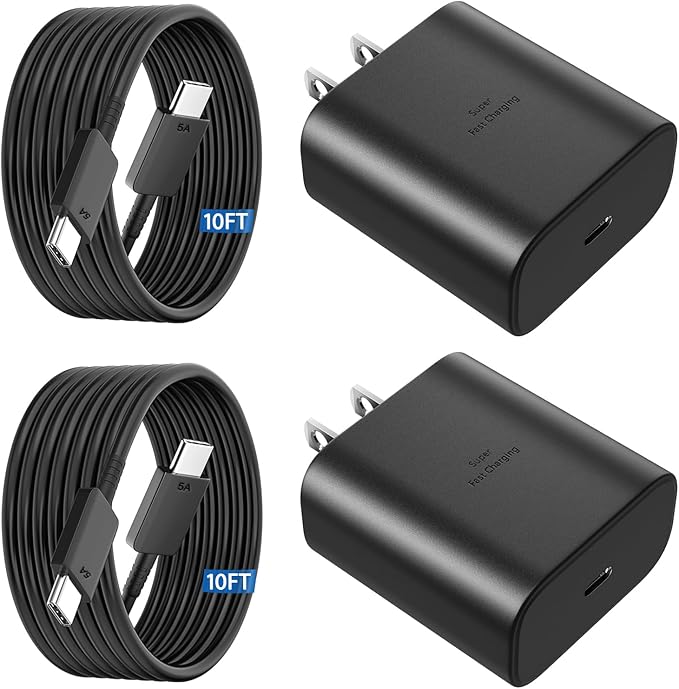 45W USB C Super Fast Charger with 10FT Type C Cable for Samsung Galaxy S26 S25 S24 S23 S22