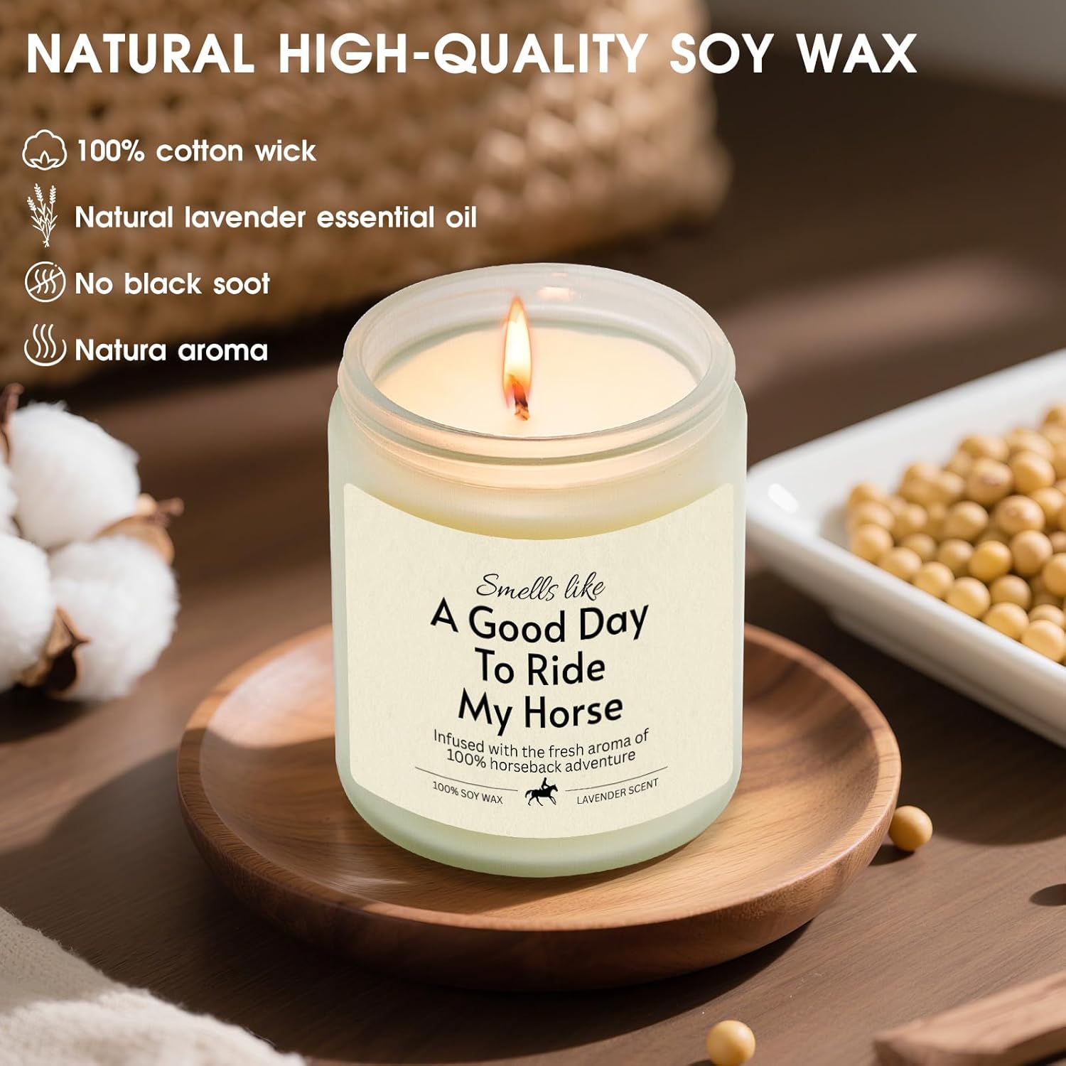 Funny Horse Gifts For Women, Girls, Men, Unique Birthday Christmas Horse Lover Gift For Women, Riders, Equestrian, Natural Soy Wax Lavender Scented Candle