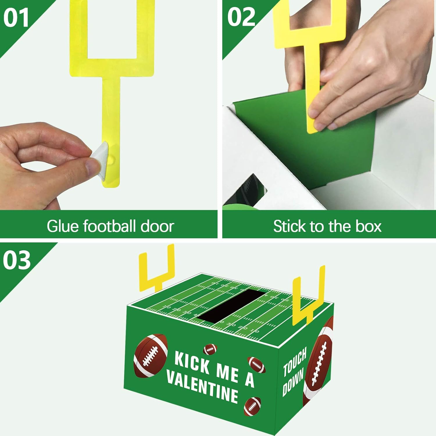 Valentines Boxes For Kids - Football Valentine Boxes With 24 Valentine Cards For Classroom Exchange Boys Girls School Class Party Favors(1 Mailbox, 24 Valentine Cards)