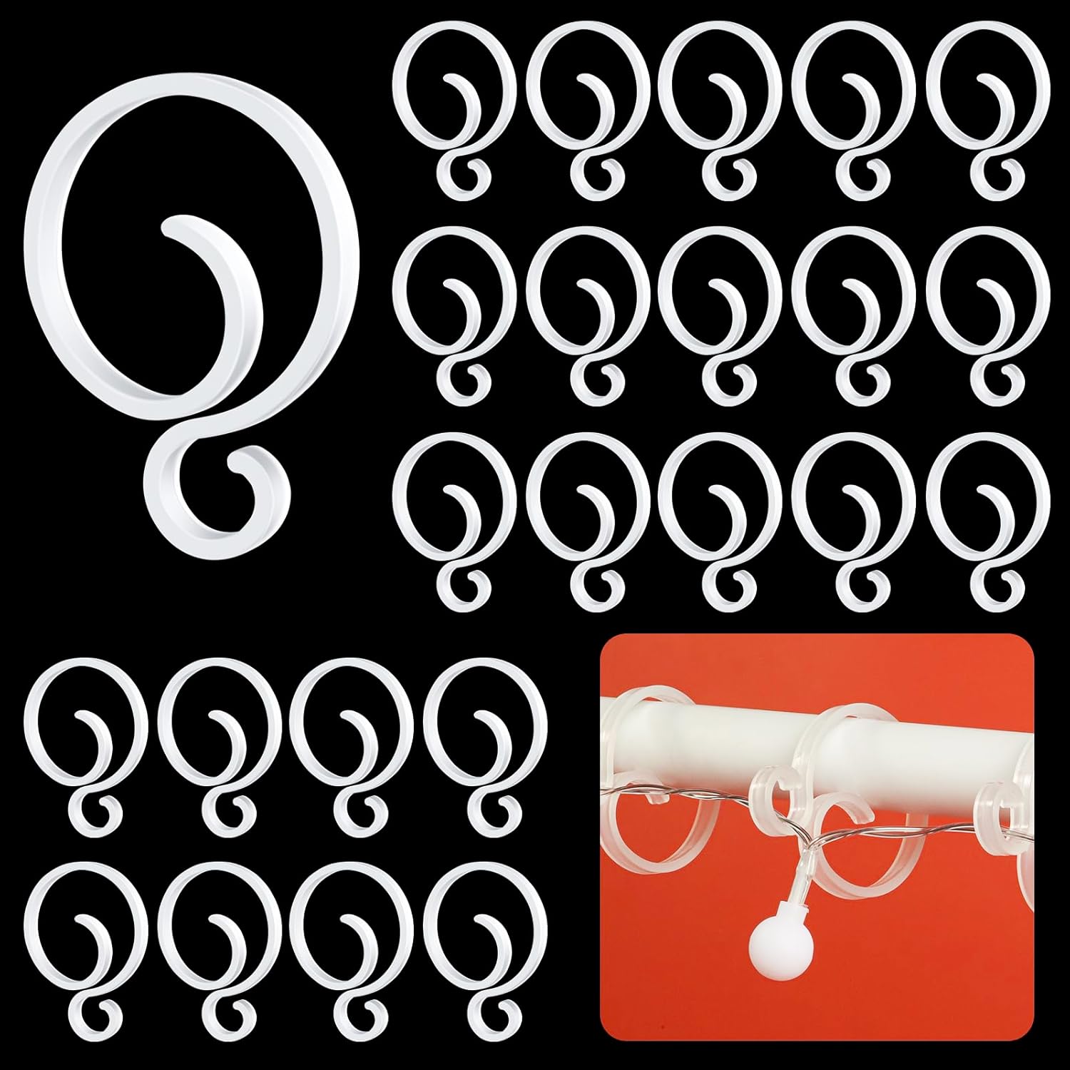 Christmas Light Clips For Banister Christmas Banister Clips Holiday Garland Hanger Hooks For Stockings String Lights Indoor Outdoor Decorations Stair Railing Fence Deck (White, 30 Pcs)