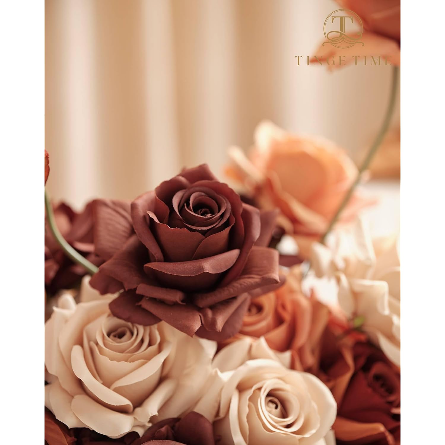 Artificial Flowers Combo Box Set 16Pcs Fake Rose Silk Flower With Stem For Diy Wedding Bouquets Centerpieces Baby Shower Party Home Fall Decoration (Gradient Burnt Orange)