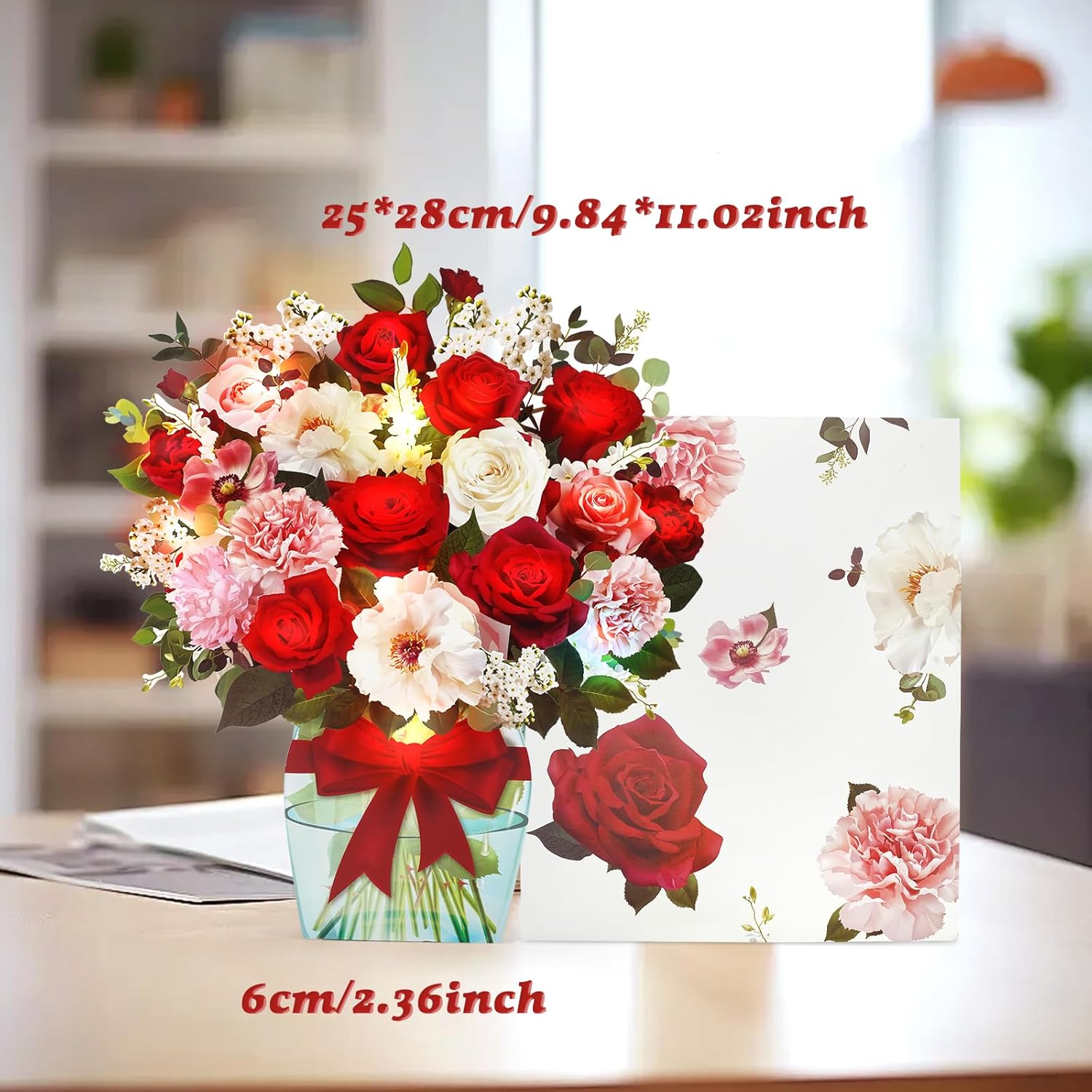 Rose Card With Music And Light, Valentine Card With Roses, Flower Bouquet 3D Gift Card, Valentines Day Gifts Mothers Day Gifts For Women Mom Wife(Rose)