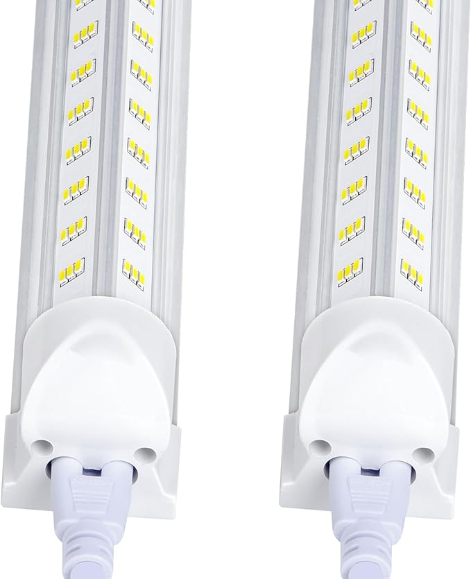 10 Pack 8FT LED Shop Light Fixtures 100W 15500LM 6500K V Shape 270 Degree Garage Warehouse Lights