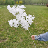 5Pcs 33.5" White Artificial Cherry Blossom Flower Bushy Silk Branches For Spring Home Room Wedding Party Kawaii Decor, Japan'S National Flower