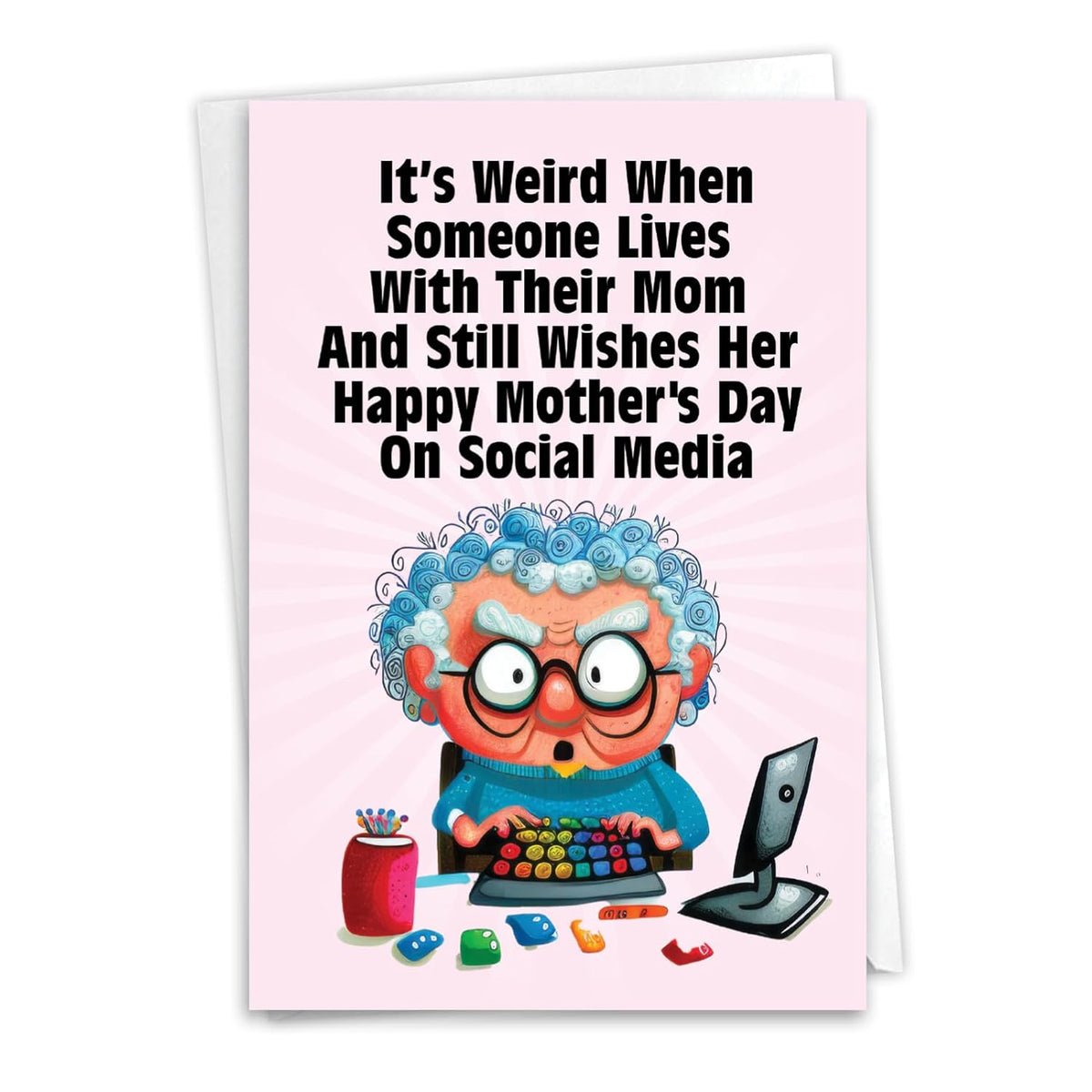 Funny Mother'S Day Greeting Card With 5 X 7 Inch Envelope (1 Card) Mom Lives With Mom C10935Mdg
