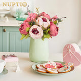 Flower Balls Flowers For Centerpieces: 2 Pcs 9.4 Inch Diam Dark Pink Artificial Peony Fake Flower Ball Arrangement Bouquet Wedding Centerpieces For Tables Wedding Centerpiece Decorations