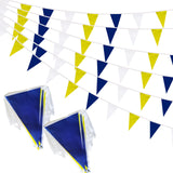 100 Feet Yellow Dark Blue & White Pennant Banner Flags String Hanging Yellow Dark Blue & White DIY Triangle Bunting Flags,Party Decorations for Grand Opening,Party Events,60 Pcs