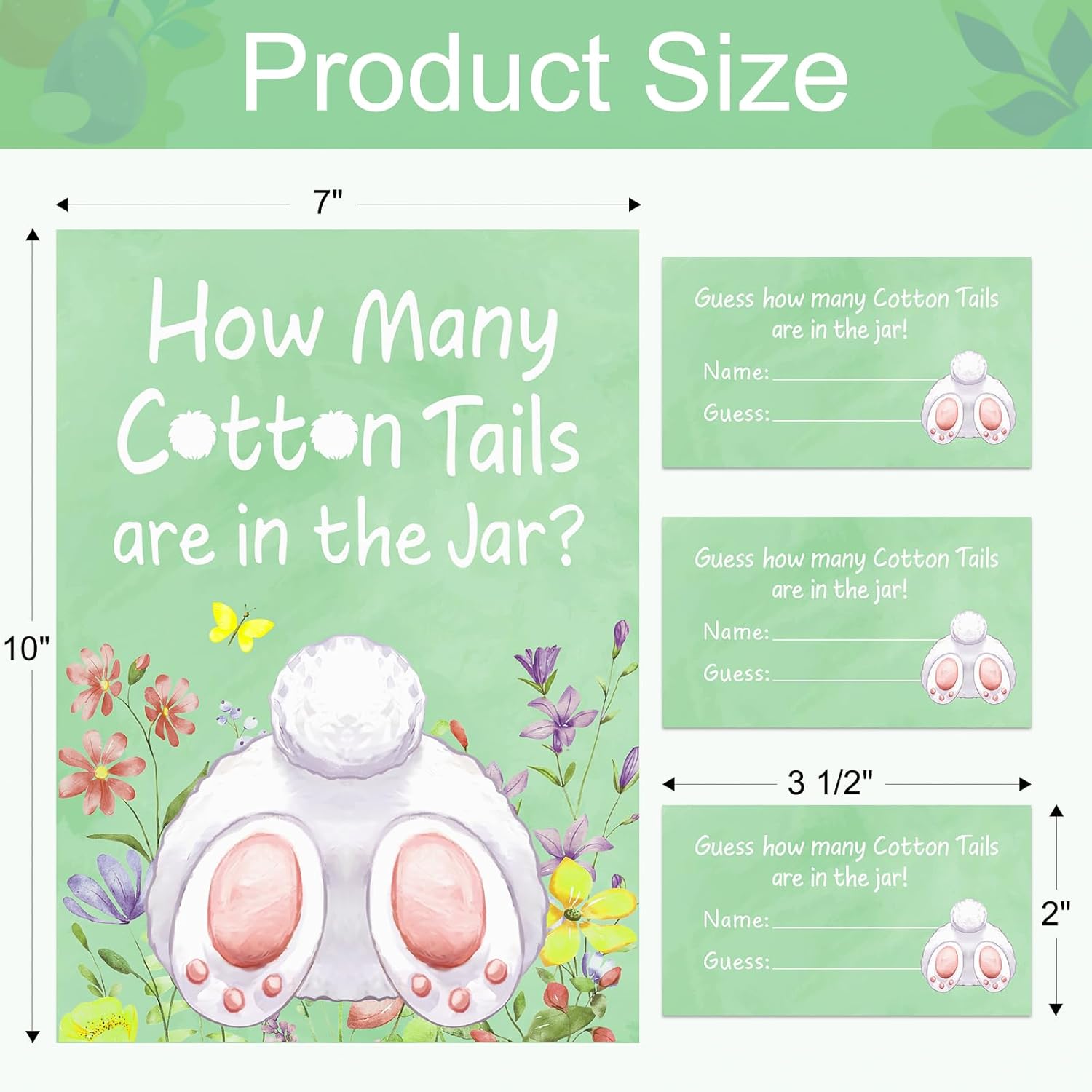 30 Players Easter Games For Adults Family Large Groups, How Many Cotton Tails Are In The Jar Easter Party Game, Spring Games Classroom Bunny Brunch Sign With Cards (Green)