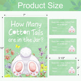 30 Players Easter Games For Adults Family Large Groups, How Many Cotton Tails Are In The Jar Easter Party Game, Spring Games Classroom Bunny Brunch Sign With Cards (Green)