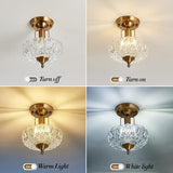 Vintage Gold Semi Flush Mount Ceiling Light Clear Glass Farmhouse Chandelier Fixture