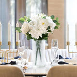 Artificial Flowers Plants Bouquet White Silk Flowers For Home Decor Indoor Fake Flower Arrangements Table Centerpieces For Kitchen Wedding Party Decorations