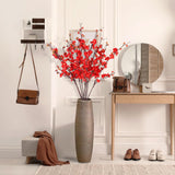 8Pcs Red Cherry Blossom Branches Artificial Flowers For Autumn Winte Indoor Decoration, 36" Plum Fake Peach Plants For Wedding Home Office Bedroom Party Decor (Red, 36In)