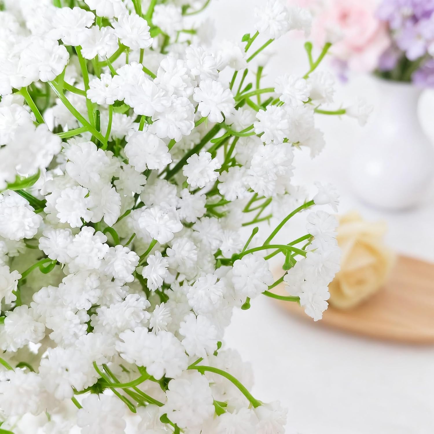 20 Pcs Real Touch Babys Breath Artificial Flowers, White Fake Flowers Baby Breath Flowers Artificial Bulk With Stems Decorations For Vase Wedding Party Garden Home Decor Centerpiece Arrangements