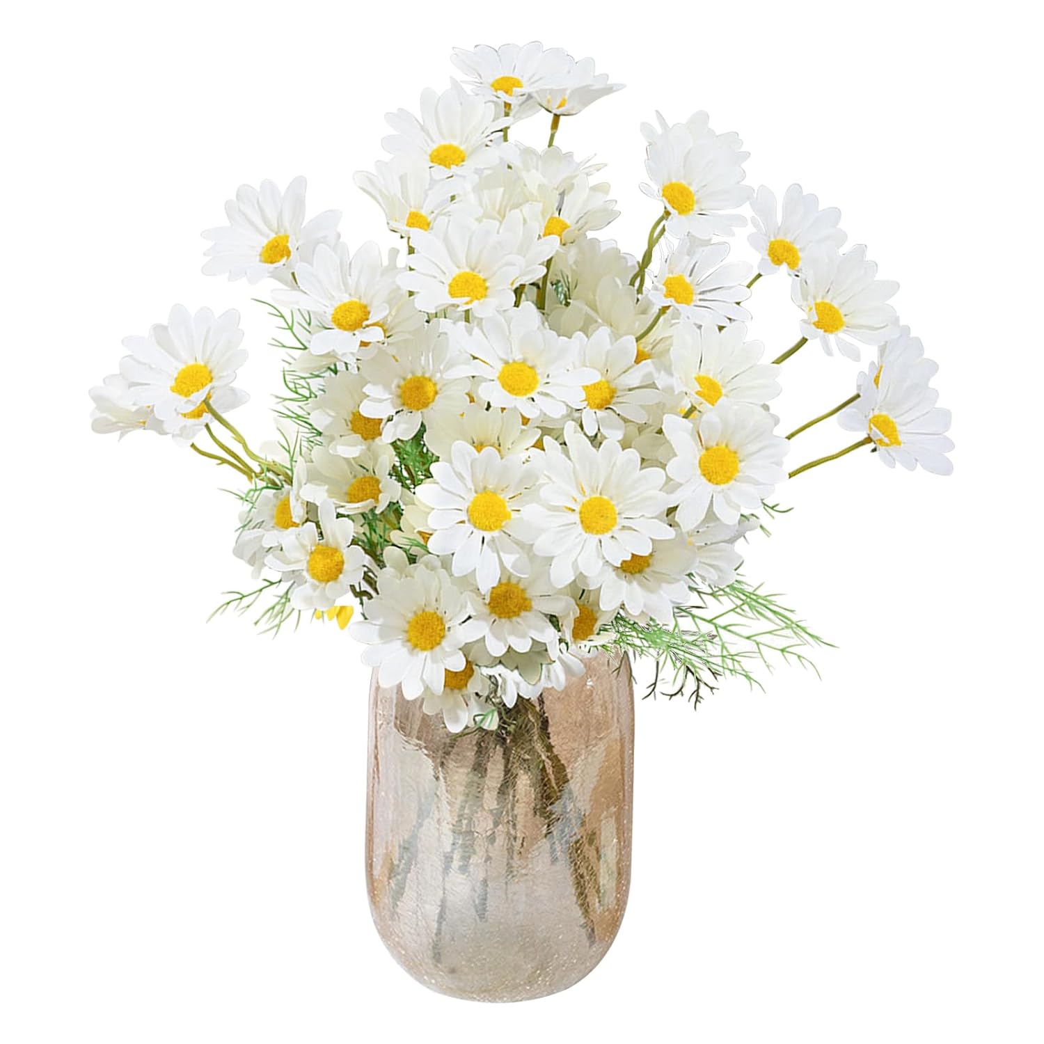 Artificial Daisy Flowers 12Pcs Artificial Flowers Silk Daisies With Stems Real Look For Home Wedding Garden Vase Decor (White)