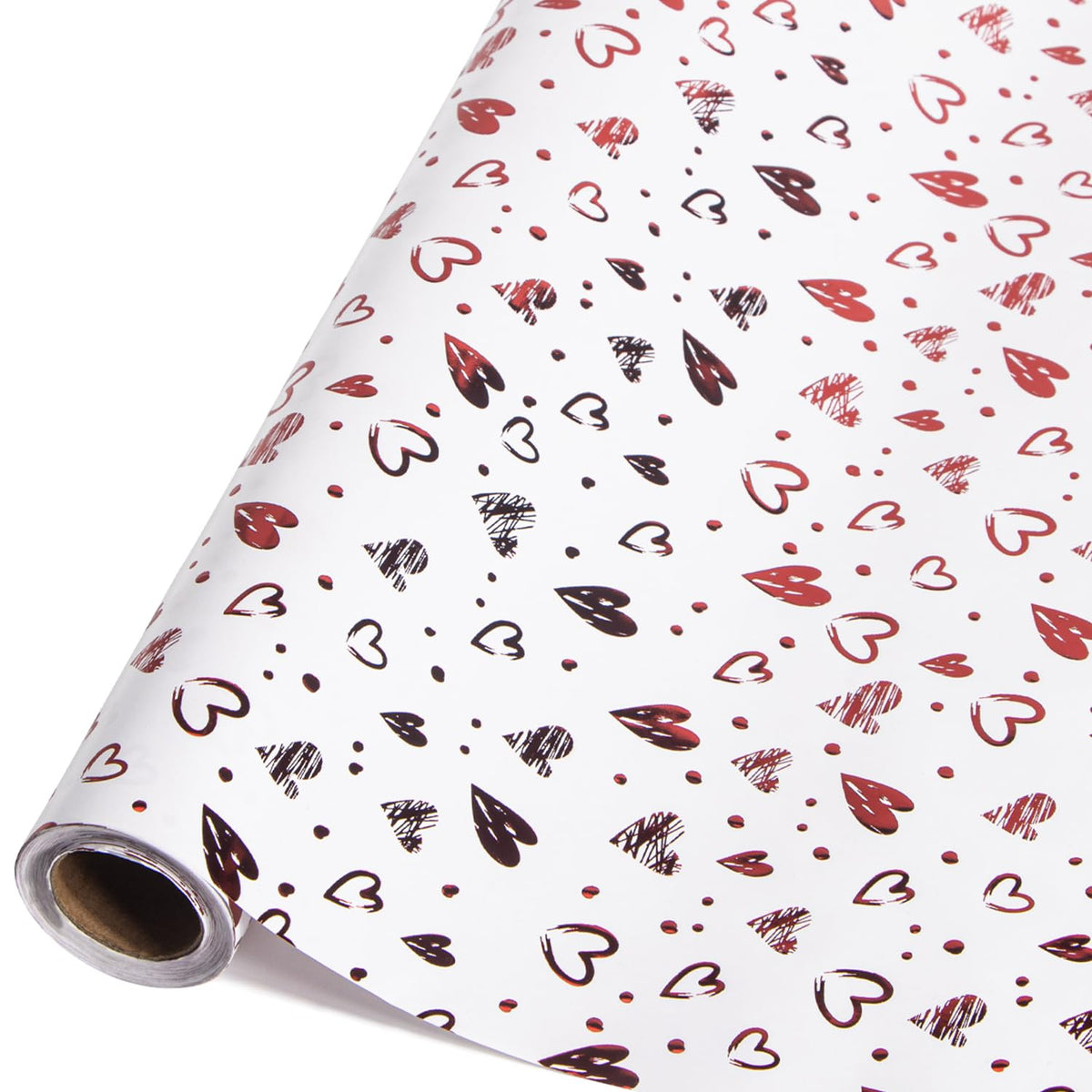 Valentine’S Day Wrapping Paper Red Heart Foil Mini Roll Gift Wrap For Women Girls Mother'S Day Anniversary Birthday Wedding 17 Inch X 33 Feet