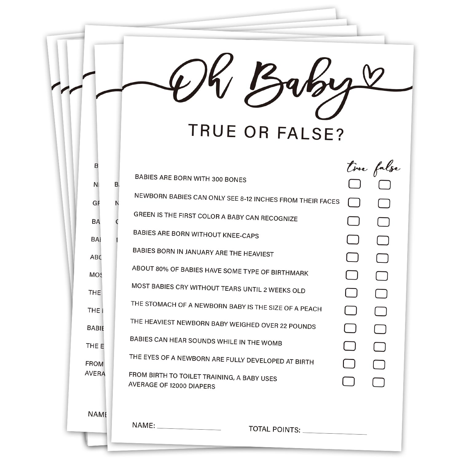 True Or False Baby Shower Game 30Pcs & 1Pcs Answer Cards, Baby Shower Game Cards For Boy Girl, Gender Neutral Party Games Activities/Bb003