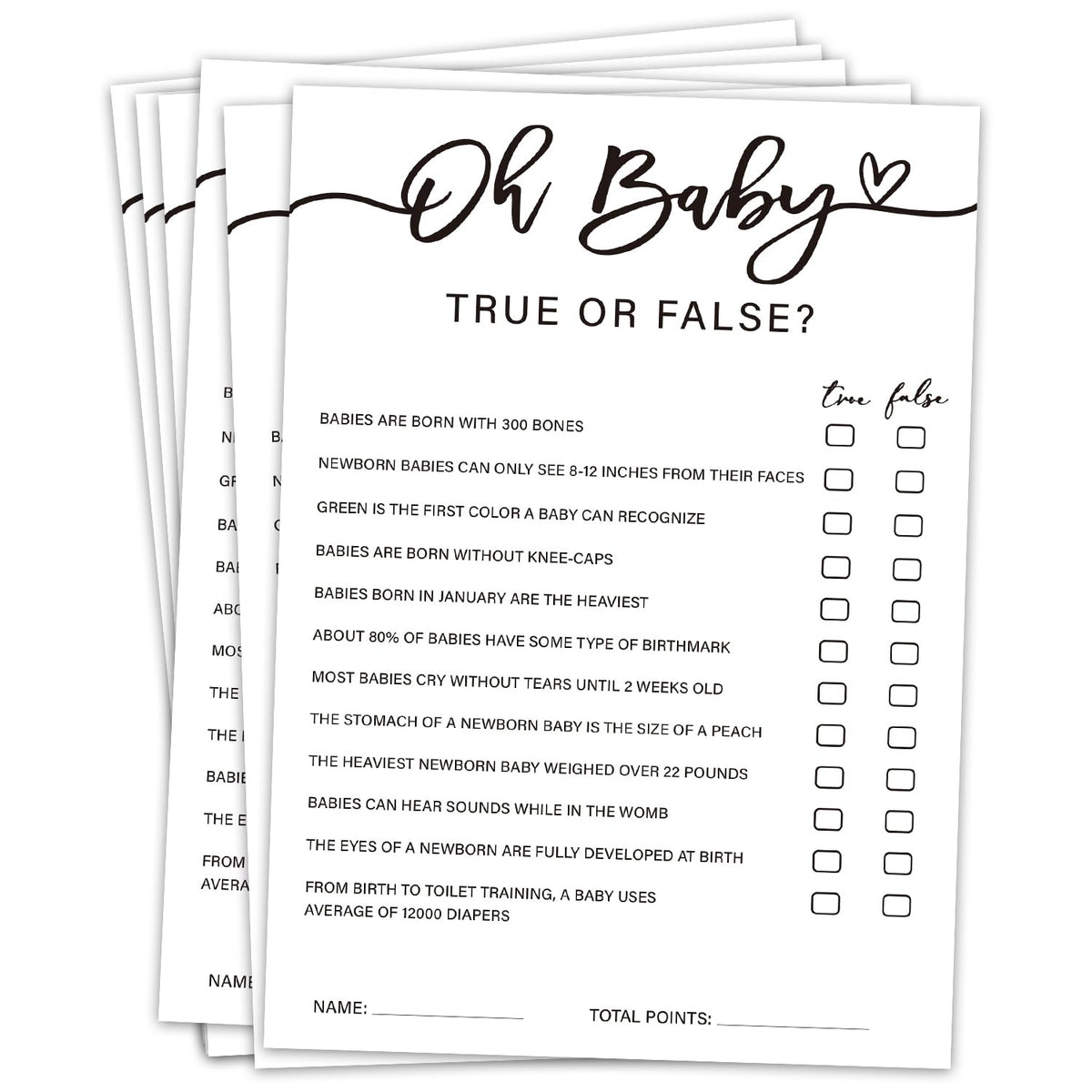 True Or False Baby Shower Game 30Pcs & 1Pcs Answer Cards, Baby Shower Game Cards For Boy Girl, Gender Neutral Party Games Activities/Bb003
