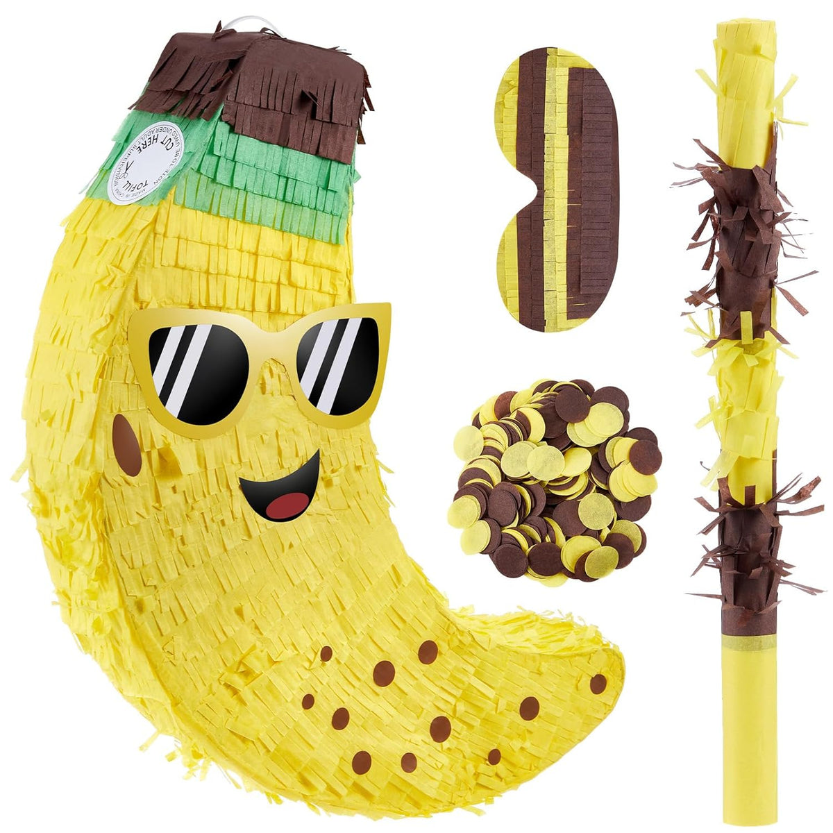 4 Pcs Banana Fruit Summer Luau Party Game Supplies 17. 5Inch Banana Birthday Decorations With Blindfold Bat And Confetti For Hawaiian Tropical Fiestas Carnival Party Game