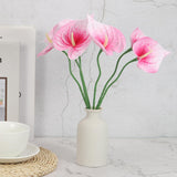 13" Artificial Anthurium Lily Flowers, 6 Pack Permanent Flower Floral Arrangements Bouquet For Home Decor Bridal Wedding Festival Party, Fuchsia White