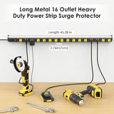 Long Metal 16 Outlet High Amp Power Strip with 4800J Surge Protection and 4FT Cord