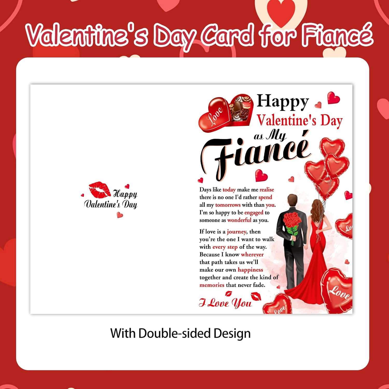Valentine'S Day Card For Fiance,Valentine'S Day Gift For Fiance,Fiance Valentines Gift Cards,Valentine'S Keyring Fiance,I Love You Card For Fiance Boyfriend Him,Happy Heart Day Card For Fiance