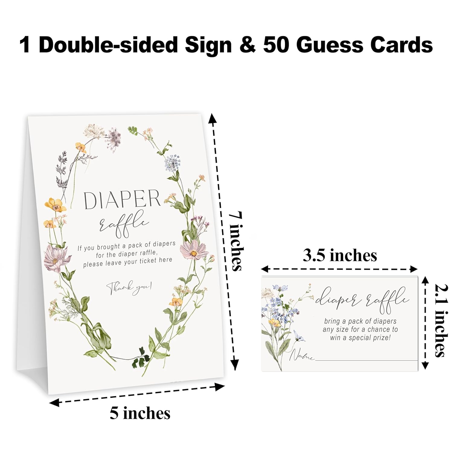 Baby In Bloom Diaper Raffle Tickets, Spring Floral Wreath Baby Shower Games For Gender Reveal Party Decor & Supplies-A03
