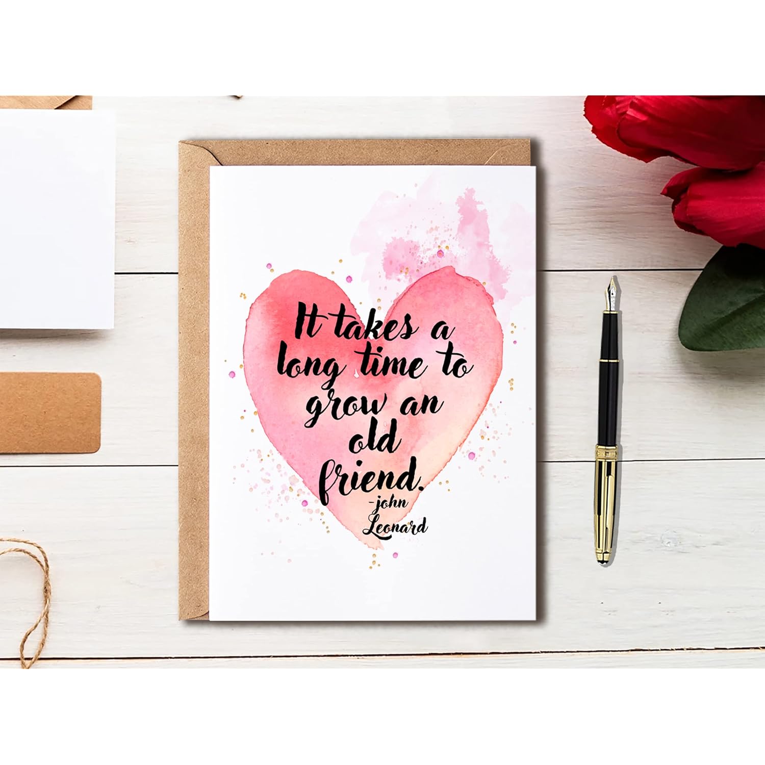 It Takes A Long Time To Grow An Old Friend Card. Friendship Card. Bff Valentines Day Card - Happy Valentines Day Card - Heart Card
