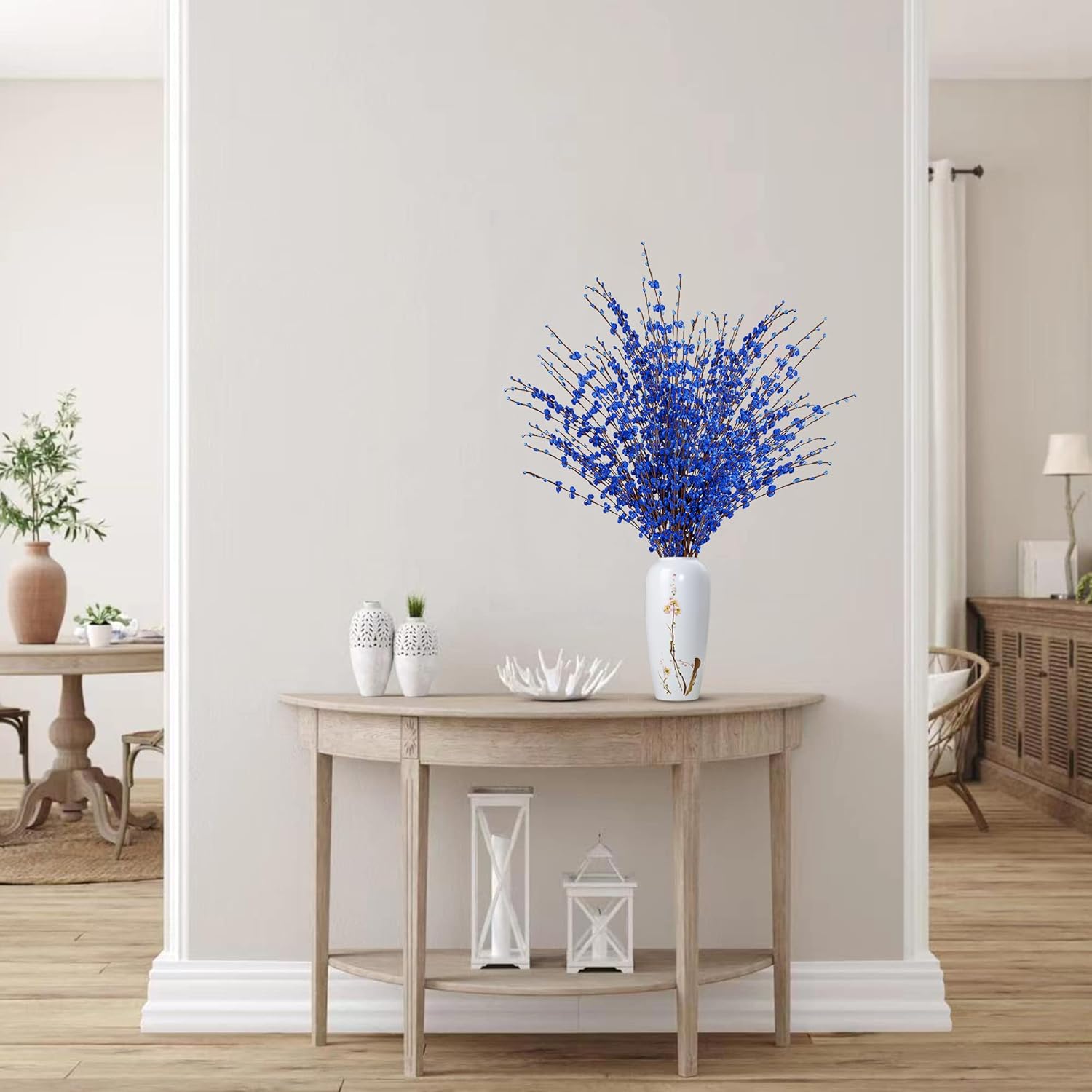 10 Pcs 29.5’’ Long Artificial Jasmine Flowers Tall Fake Flower Bouquet Faux Jasmine Plants Dry Branches For Wedding Home Party Office Hotel Restaurant Kitchen Decoration?Blue?
