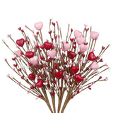 4 Pcs Valentines Day Decor Artificial Flowers Berry Stems Valentine’S Day Picks Artificial Berry Flower With Pink Red Hearts Valentine Floral Picks For Table Centerpiece Anniversary Wedding