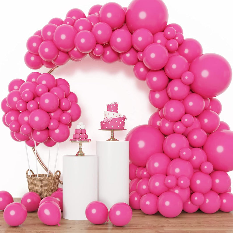 129Pcs Hot Pink Balloons Latex Balloons Different Sizes 18 12 10 5 Inc