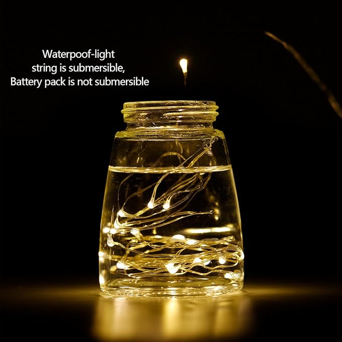 12 Pack LED Fairy String Lights Warm White 20 Micro LED Silver Copper Wire Battery Included for Mason Jars Wedding Centerpieces Christmas Party Decor