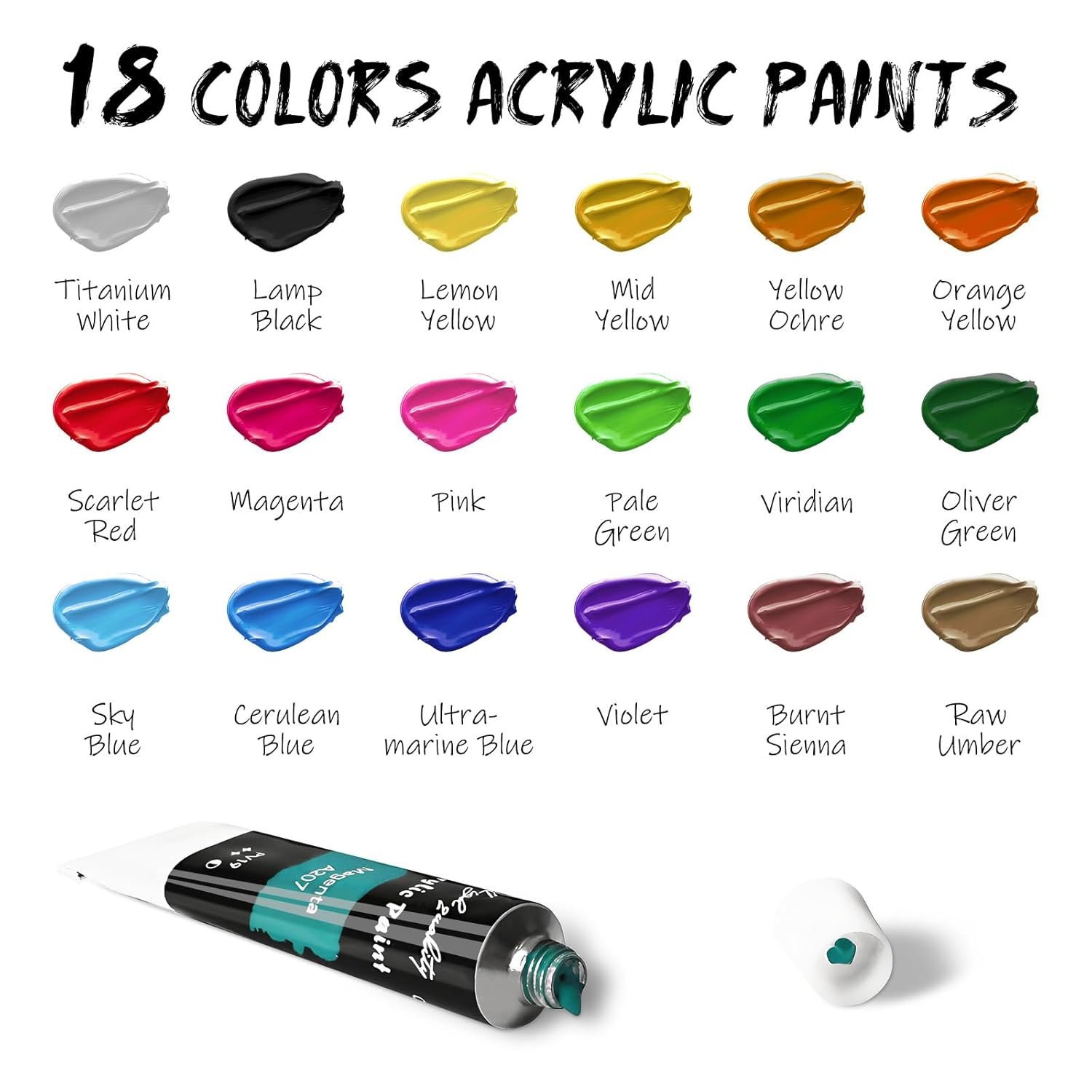 Acrylic Paint Set For Kids, Art Supplies Painting Kit With18 Acrylic Paints, 5 Canvas, 8 Paint Brushes, Easel, Palette Ete, Paint Set Gifts For Adults & Artist