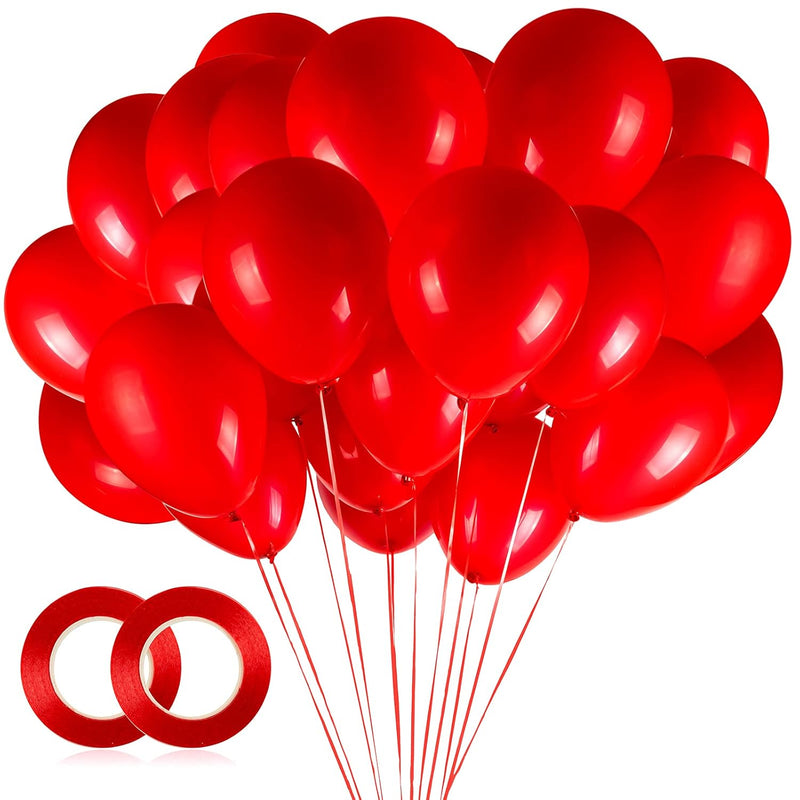 100Pcs Red Balloons, 12 Inch Red Latex Party Balloons Helium Quality F