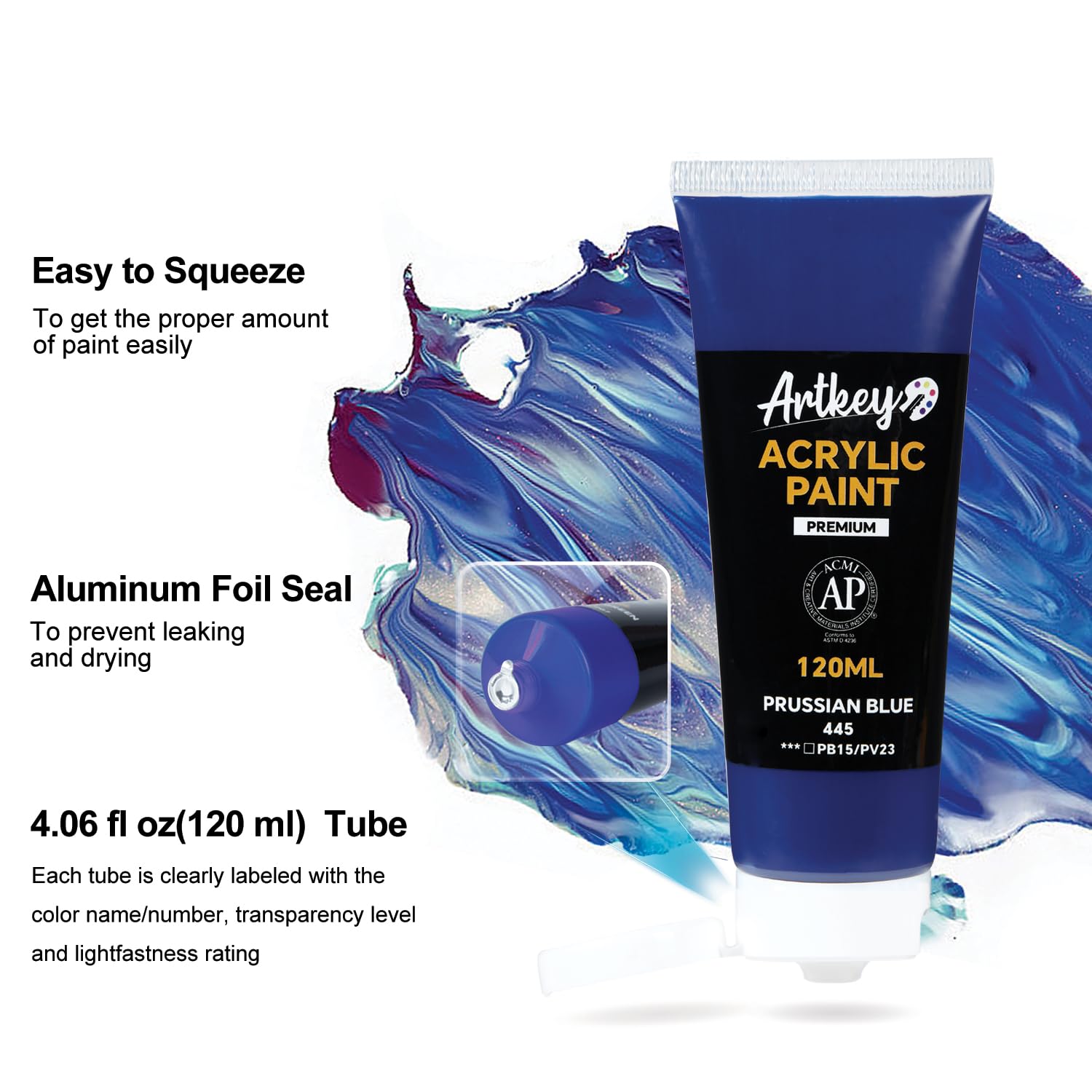 Acrylic Paint - Prussian Blue (120 Ml/4.06 Oz) Tubes, Rich & Vibrant Pigments, Professional Artists Acrylic Paints - Art Supplies For Canvas Wood Rock Clay Fabric Ceramics Art Crafts Painting