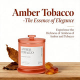 Amber Tobacco Scented Candle, 2 Wick Large Candles For Home Scented, 13Oz Natural Soy Wax, 75Hours Long Lasting Slow Burning, Aromatherapy Candle With Reusable Glass Jar